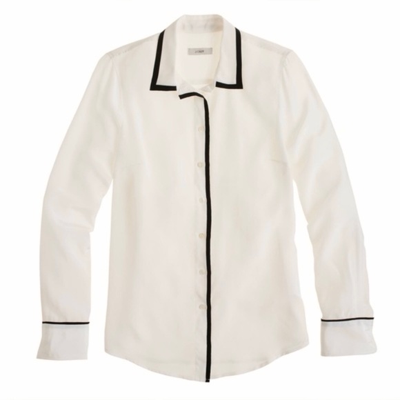 J. Crew Silk Tipped Boy Shirt with Black Piping 8 - Picture 3 of 13